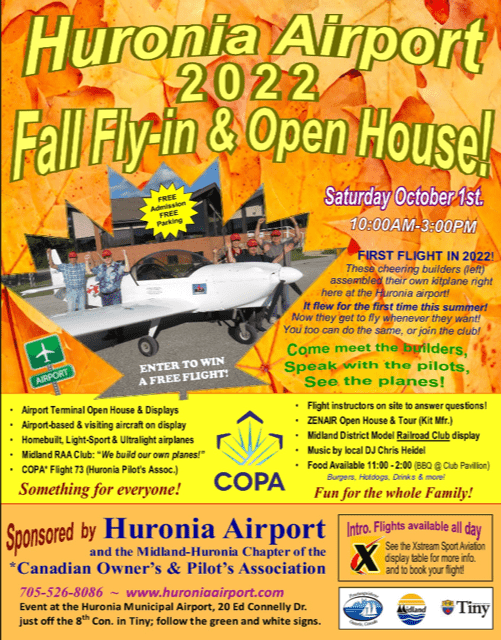 Huronia Airport (CYEE) 2022 Fall Fly-In & Open House